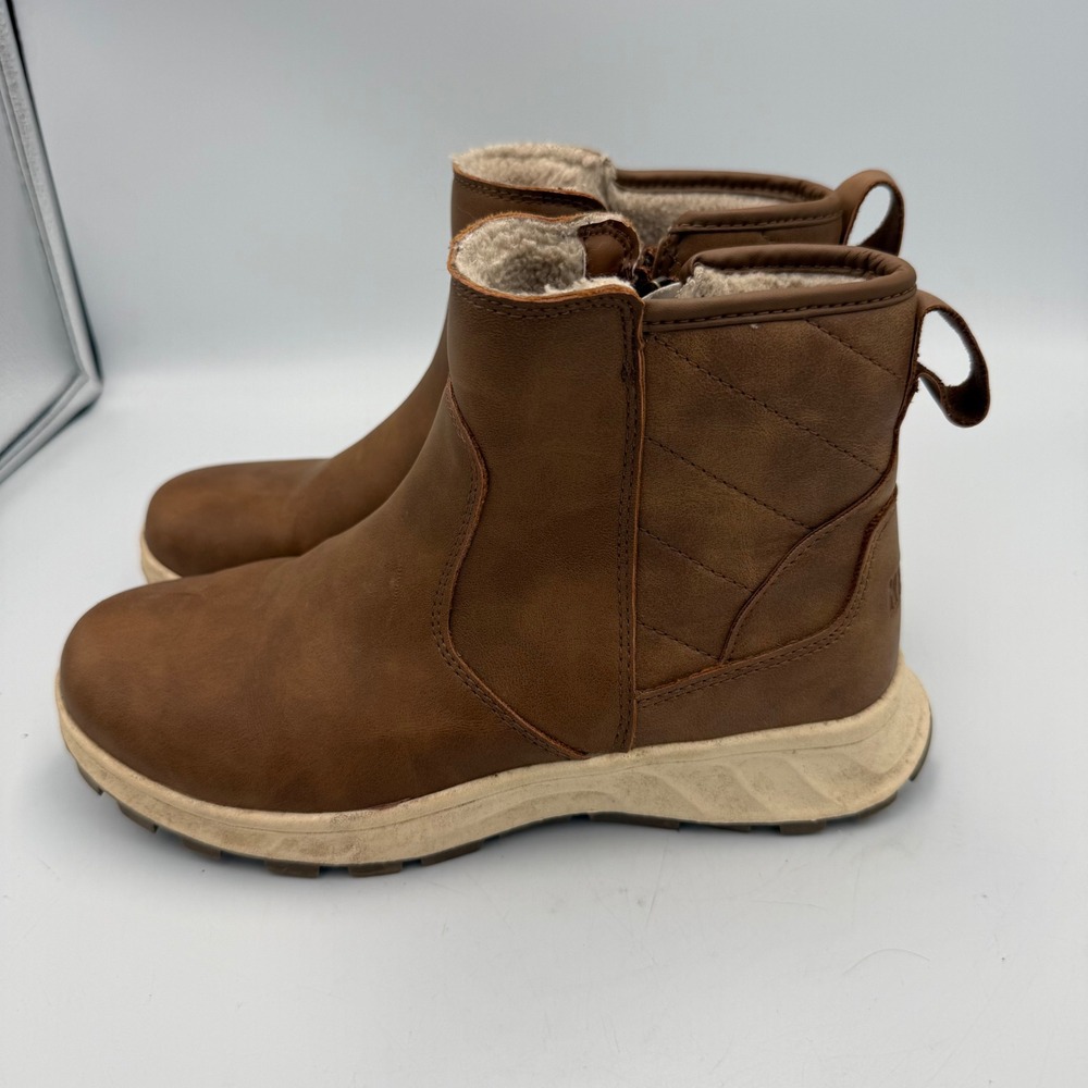 Khombu Womens Ankle Boots Brown Dusk Faux Fur Lined Side Zip Size 6M Gorpcore